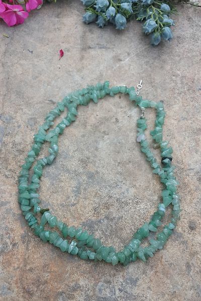 Stoneage Aventurine Natural Stone Both Long and Short Necklace