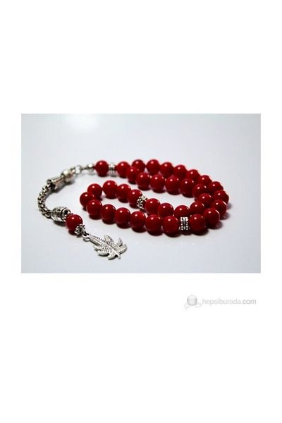 RD EKOAVM 8 Mm Red Coral Rosary with Globe Cut