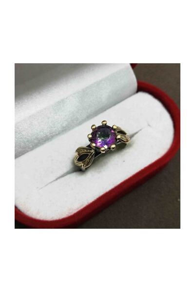 Midyat Nurtaş Gümüş Mistik Topaz Taşlı 925 Ayar Otantik Gümüş Bayan Yüzük[kod:201011740]