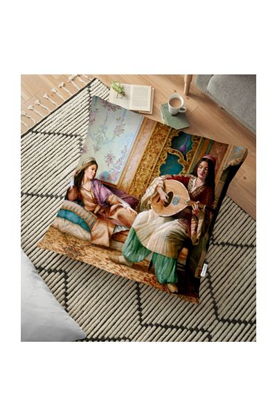 Realhomes Pernă decorativă de podea cu imprimare digitală, tematică pentru femei Harem otoman - 70 X 70 cm