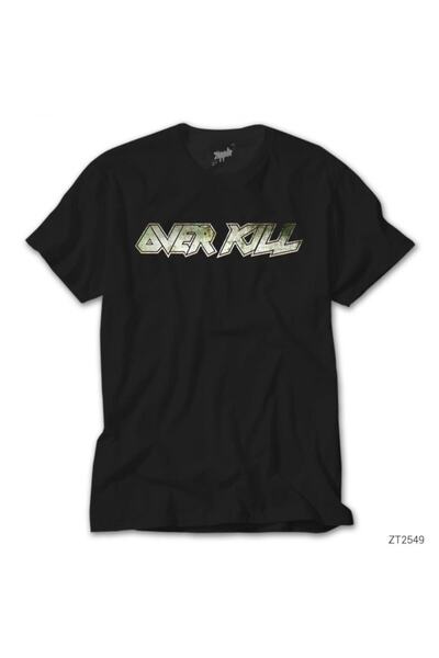 Z zepplin Tricou negru cu logo Overkill pentru bărbați