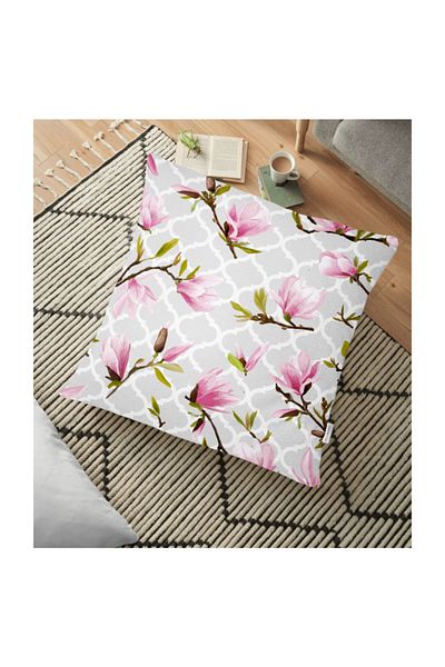 Realhomes Perna de podea moderna cu tematica florilor cu fundal geometric - 70 X 70 Cm