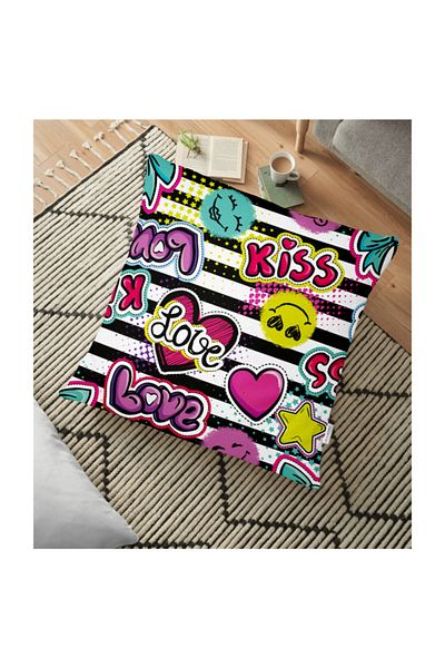 Realhomes Pernă decorativă de podea cu imprimare digitală, concepută Pop Art Love - 70 X 70 Cm