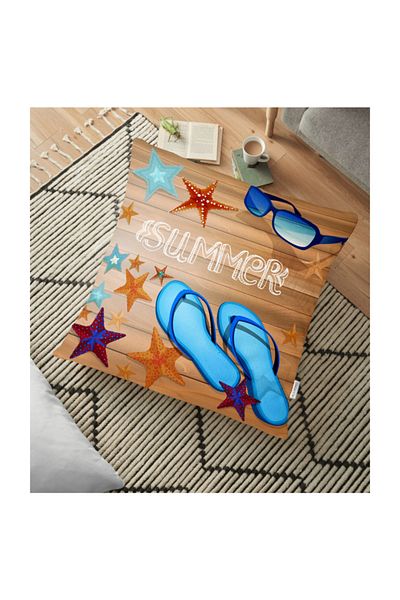 Realhomes Pernă decorativă de podea cu imprimare digitală cu design stea cu podea de copac - 70 X 70 Cm