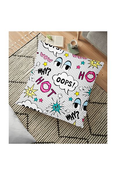 Realhomes Pernă decorativă de podea cu imprimare digitală cu design popart cu buline - 70 x 70 cm