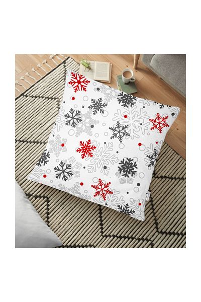 Realhomes Perna decorativa de podea cu design fulgi de nea pe podea alba - 70 X 70 Cm