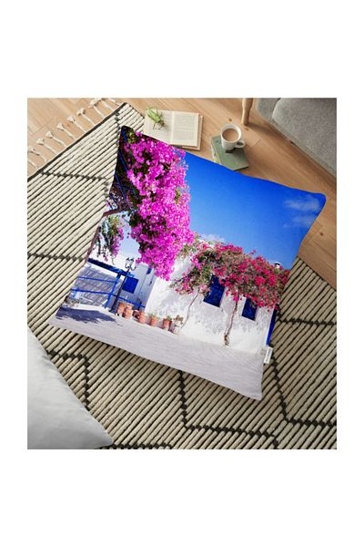Realhomes Pernă de podea decorativă cu model de iedera mov cu imprimeu digital - 70 X 70 cm.