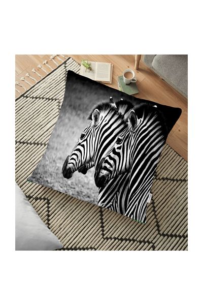 Realhomes Modern Zebra Pattern Digital Printed Floor Cushion - 70 X 70 Cm