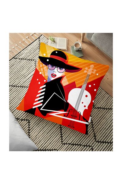 Realhomes Design Special Fashion Girl Printed Digital Perna Decorativa de Pardoseala - 70 X 70 Cm