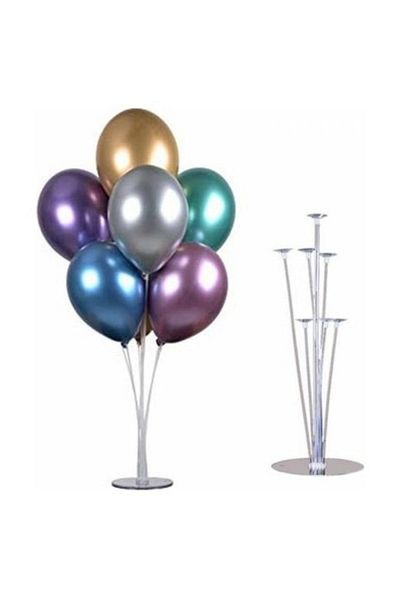 Buldum 7-Piece Chrome Balloon Set - Balloon Stand and Mixed Set
