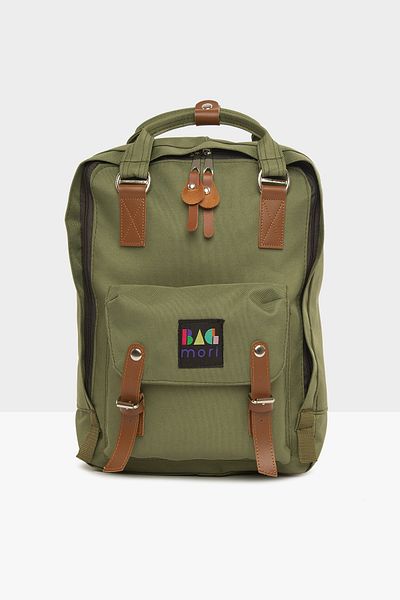 Bagmori Khaki Unisex Belt Detailed Pocket Backpack