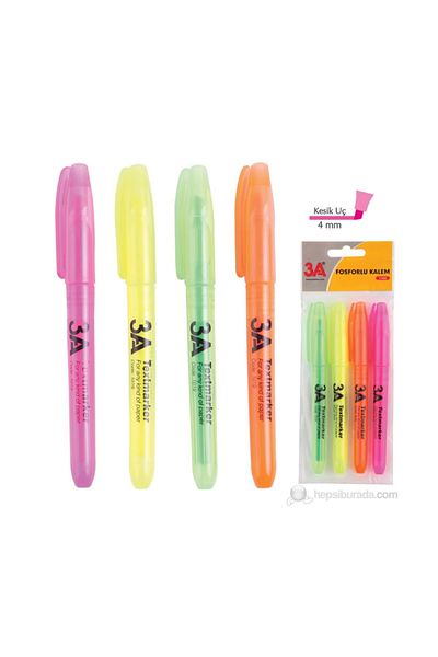 Ark 3A Pen Type Highlighter Set of 4