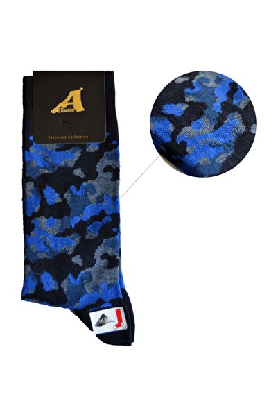 A CLASSE Camouflage Patterned Navy Blue Men's Socks