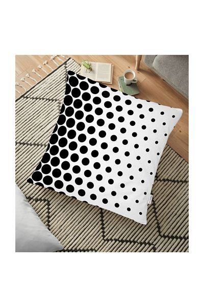 Realhomes Pernă Decorativă Mare Buline Alb Negru - 70 X 70 Cm