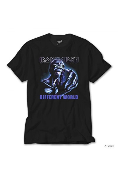 Z zepplin Iron Maiden Different World Black T-Shirt