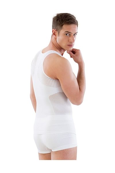 Emay Men's Seamless Mesh Undershirt Corset White E1006