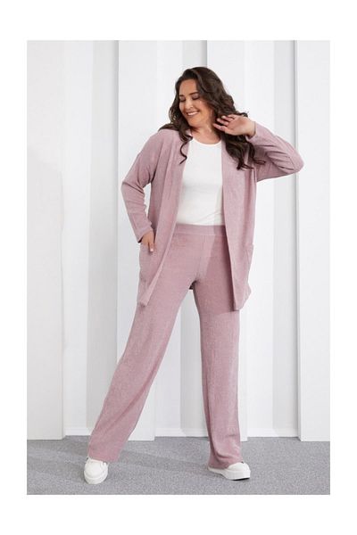 Seamoda Cardigan Trousers Double Suit Light Pink