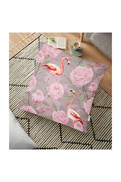 Realhomes Perna de podea imprimata digital cu model Flamingo - 70 X 70 cm