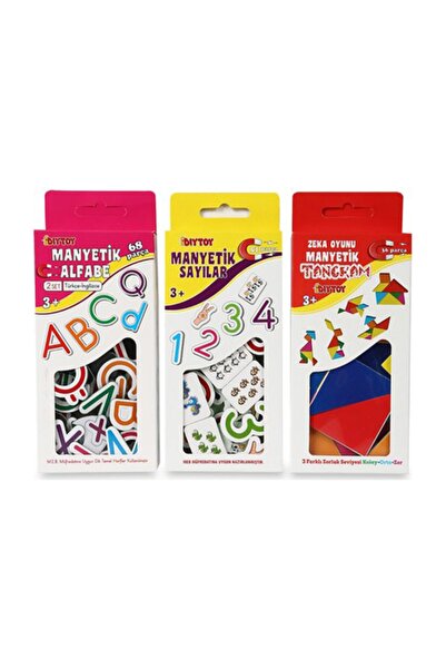 Diytoy 3'lü Manyetik Set Sayılar,harfler,tangram