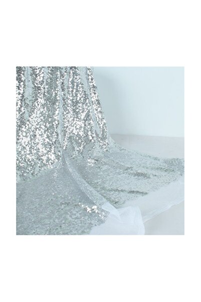 İnci 1 Metre Gümüş Pullu Payet Kumaş ( En 140 cm)