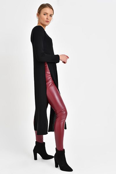 Quincey Πλεκτό με σχισμή Tunik Black BDE2526