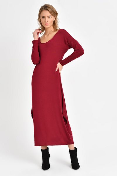 Quincey Πλεκτό Φόρεμα Claret Red EBM2729
