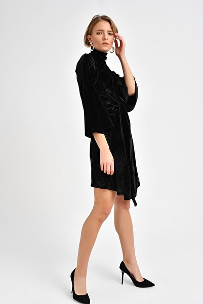 Quincey Φόρεμα Βελούδινο Μαύρο EBL2729