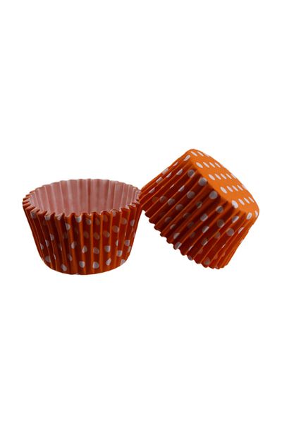 TT Tahtakale Toptancıları 48X34 MM (100 Pieces) Polka Dot Orange Cupcake Mold - Pet Capsule Cake
