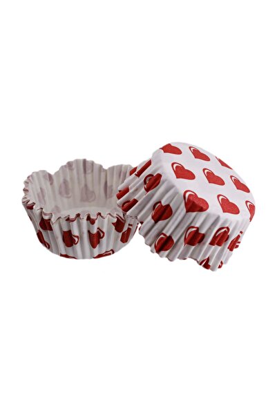 TT Tahtakale Toptancıları 65X38 MM White to Red Heart Pattern Cupcake Cake Mo...