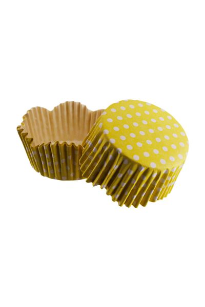 TT Tahtakale Toptancıları 65X38 MM (100 Pieces) Polka Dot Yellow Cupcake Mold - Pet Capsule Wavy Cake