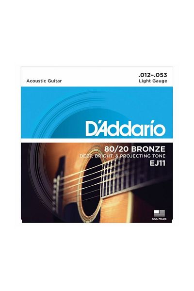 Daddario Ej11 Akustik Gitar Tel Seti, 80/20 Bronze, Lıght Gauge,