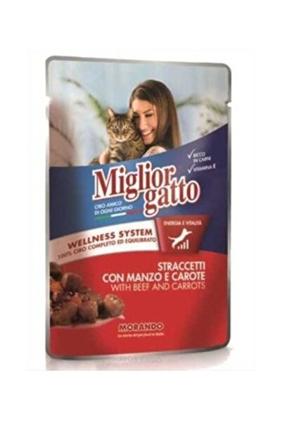 MORANDO MigliorGatto Biftek & Havuç Parçalı Pouch 100Gr. 24 ADET