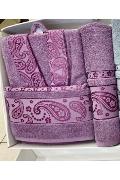 Fiesta Σετ μπουρνούζι 3 τεμαχίων Plum Cotton Jacquard