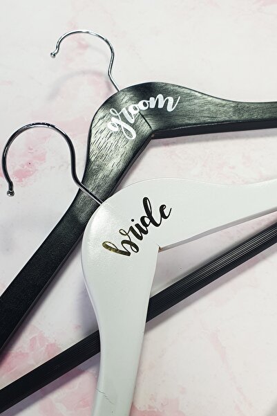 PEKSHOP مجموعة شماعات العروس والعريس (عبوة من قطعتين)