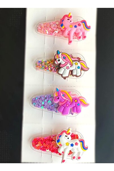 QUEEN AKSESUAR Set de catarame pentru copii Snap Unicorn cu paiete strălucito...