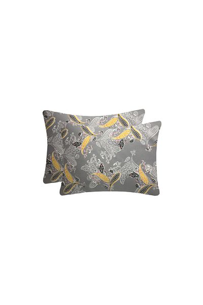 Lief Home Unisex Gray Cotton Zippered Pillow Case 50x70 2 Pieces