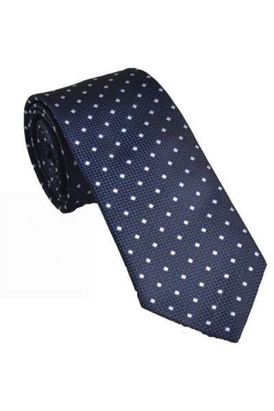 Brianze Square Pattern Navy Blue Handkerchief Tie