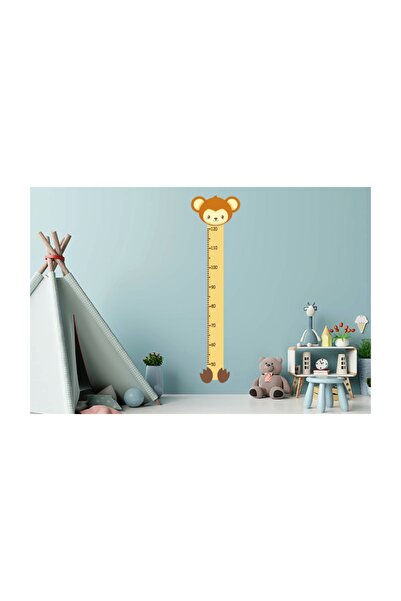 Sticker Sepetim Sevimli Maymun Boy Ölçer Çocuk Odası Duvar Sticker
