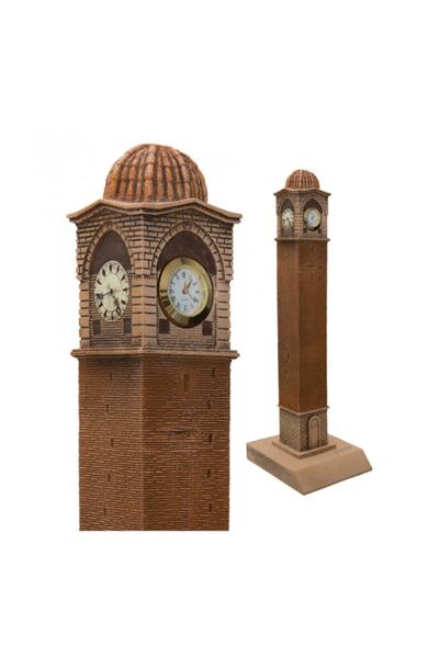 Adana İşi Eskitme Büyük Saat Biblo 35 cm