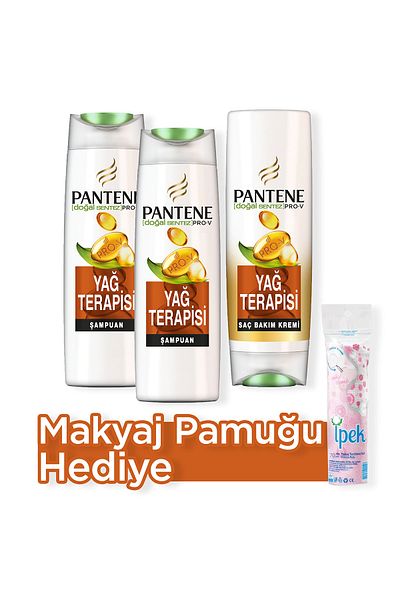 Pantene Natural Synthesis Oil Therapy - 500 ml x 2 Shampoo + 470 ml Hair Care Conditioner + Make-up Cotton Gift