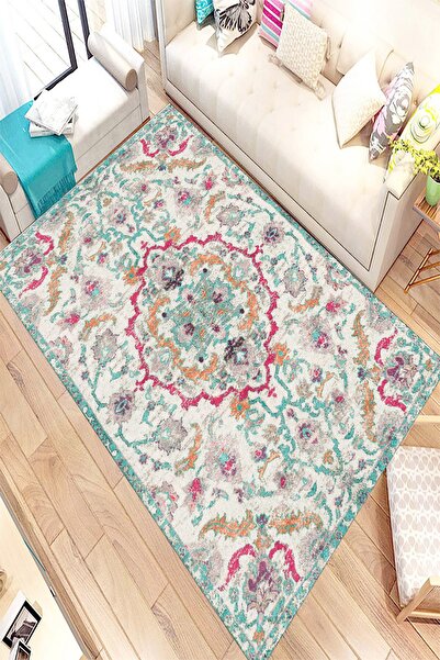 Resmiro Retro Paisley Tasarımlı Dijital Baskılı Halı