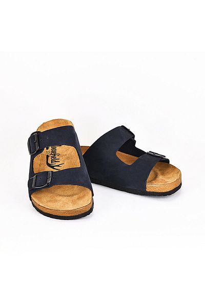 Moosefield Genuine Leather Black Women's Slippers
