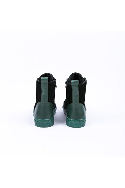NOOSY Cizme de dama din piele naturala verde - neagra