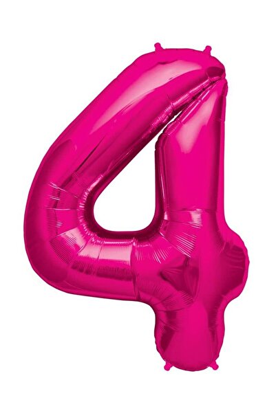 Parti dolabı 100 cm Pembe 4 Rakam Folyo Balonu, Sayı Büyük Boy Helyumla Uçan