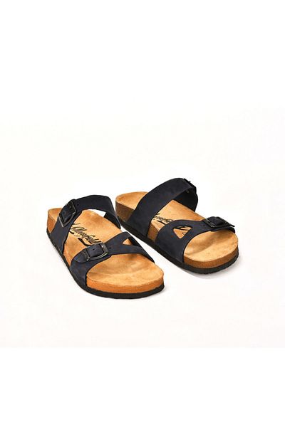 Moosefield Genuine Leather Black Women's Slippers