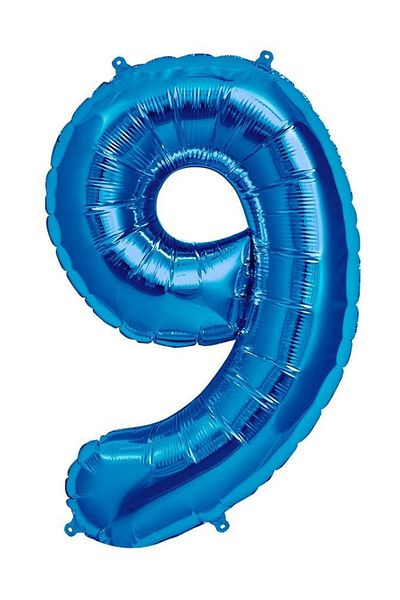 Parti dolabı 9 Figures Blue Foil Balloon - 100 Cm, Flying with Helium
