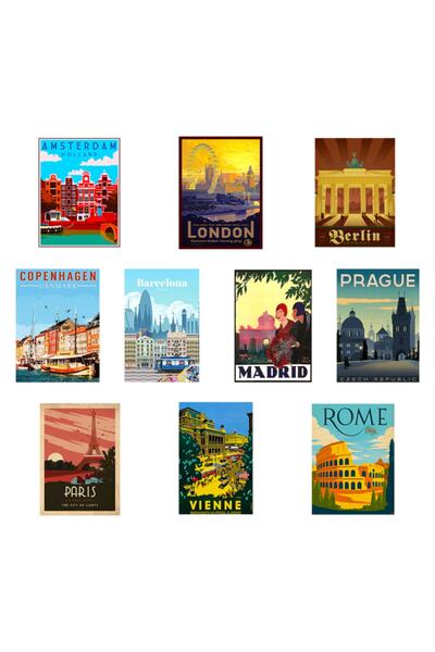 Vera Buzdolabı Magneti Avrupa Şehirleri Seti
