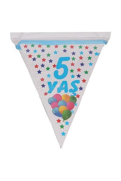 Parti dolabı 1 τεμάχιο 10 σημαιάκες 5 ετών Flag Pennant Blue Boy 2,2 m Γενέθλια