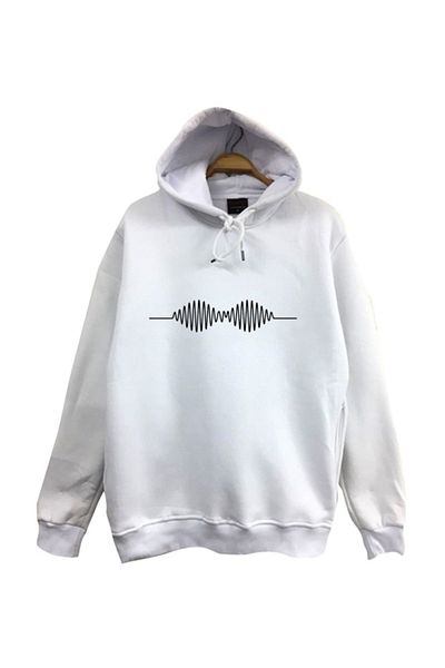 fame-stoned Λευκό φούτερ Arctic Monkeys με κουκούλα Unisex 100% βαμβάκι