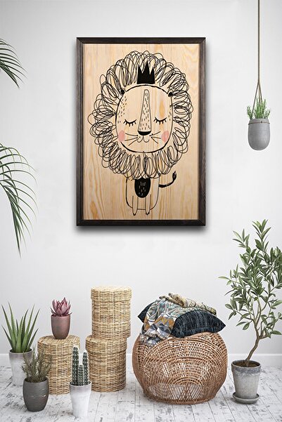Ahşap Duvar Dekoru Cute Lion Xl